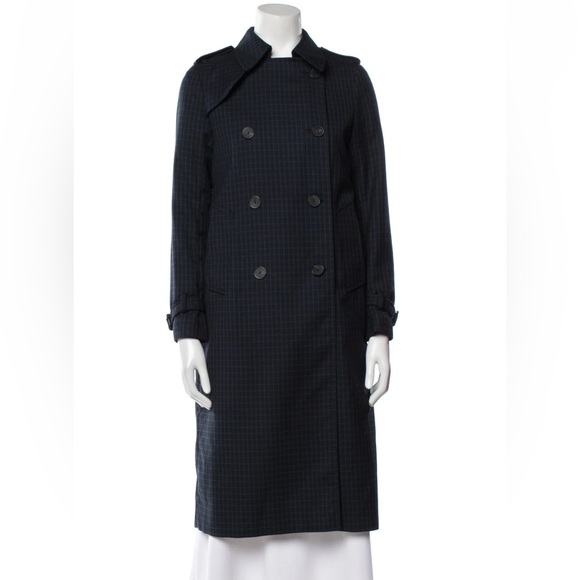 Sandro trench coat navy plaid 36 - Picture 1 of 4